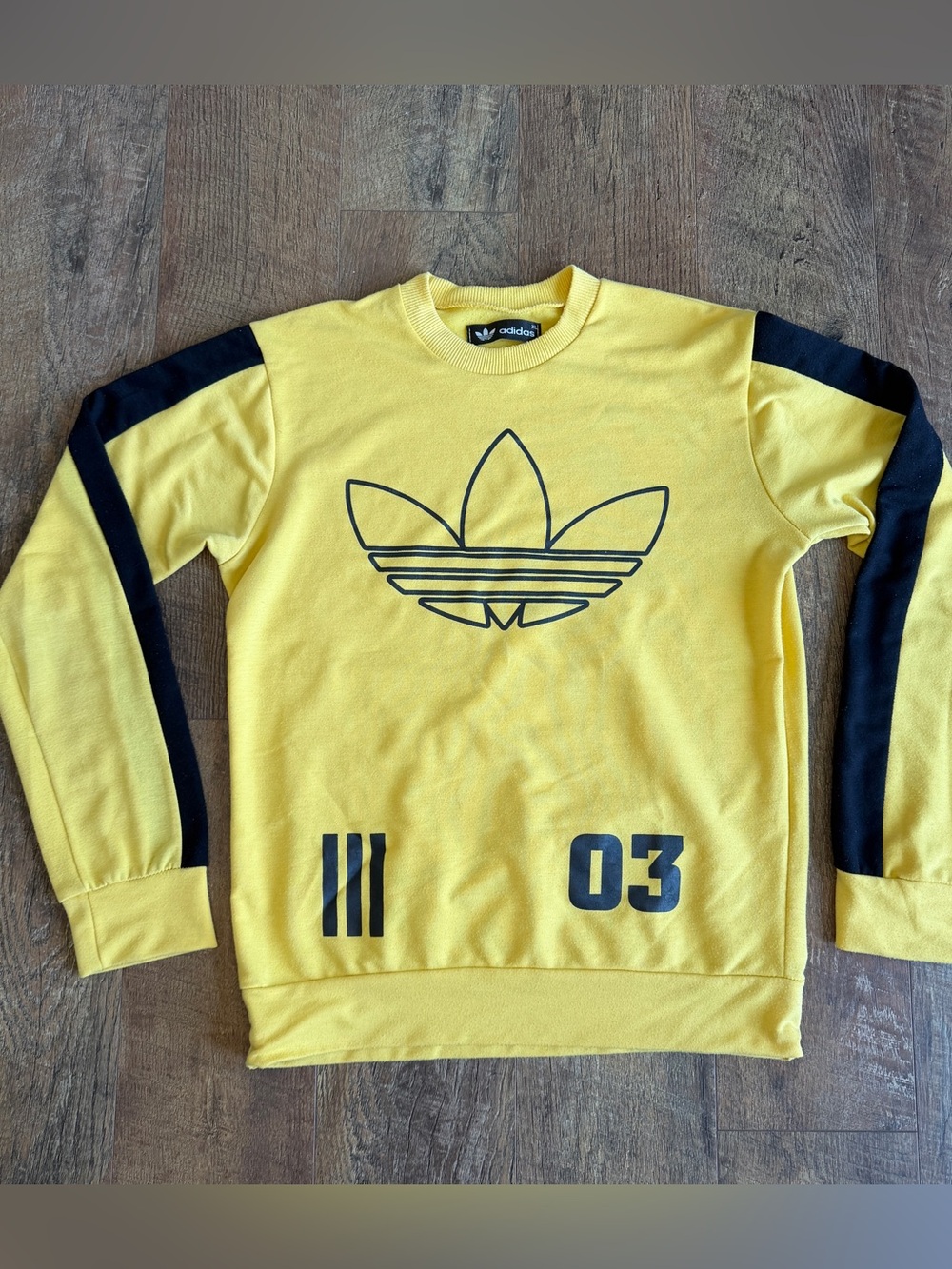 ADIDAS Boy’s Pullover Sweatshirt #03 Yellow Black Stripes XL
